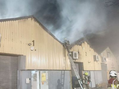 Пожар на складе в промзоне Стаффа-Роуд, восточный Лондон. Фото: Лондонская пожарная команда