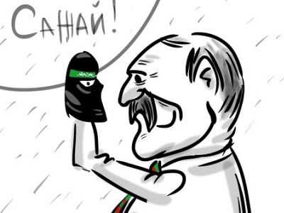 Лукашенко и "ХАМАС". Карикатура А.Петренко: www.instagram.com/petrenkoandryi