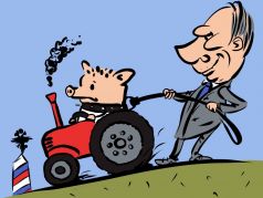 Путин и поросенок Петр. Карикатура: t.me/PetrenkoAndryi
