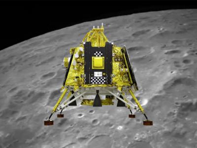Посадочный модуль "Викрам" АМС "Чандраян-3". Иллюстрация: ISRO Посадочный модуль "Викрам" АМС "Чандраян-3". Иллюстрация: ISRO